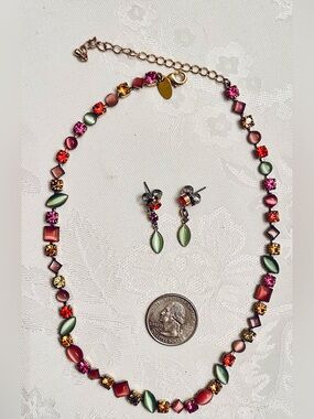 Lia Sophia Vintage "Savannah" Multicolor Crystal Necklace & Earring Set